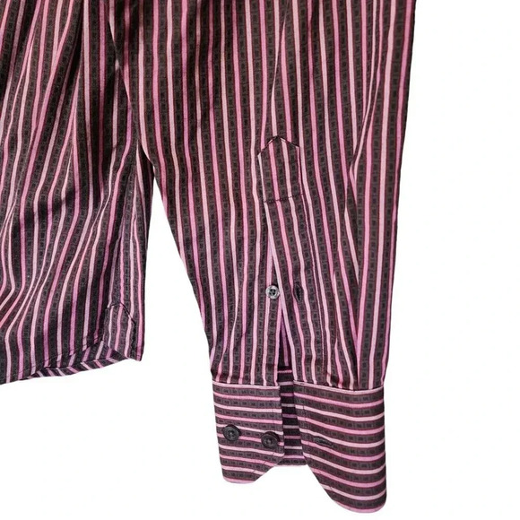 Toscano 100% Cotton Button Down Shirt Multicolor Striped Long Sleeve Size Medium - Picture 6 of 8